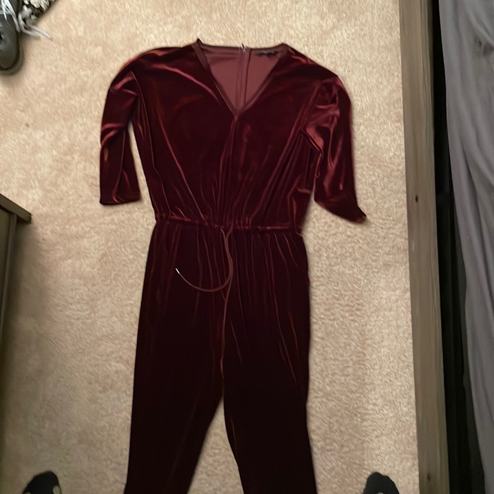 Ralph Lauren maroon velvet jumpsuit
